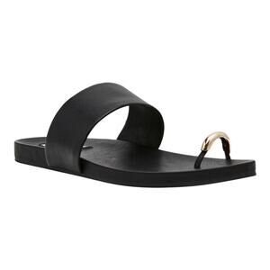 Steve Madden Women's Dove Leather Toe Ring Sandals Black Size 8 1/2